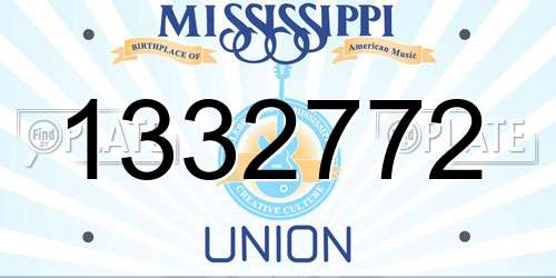 1332772 Mississippi License Plate