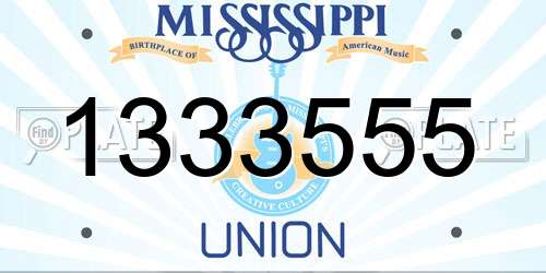1333555 Mississippi License Plate