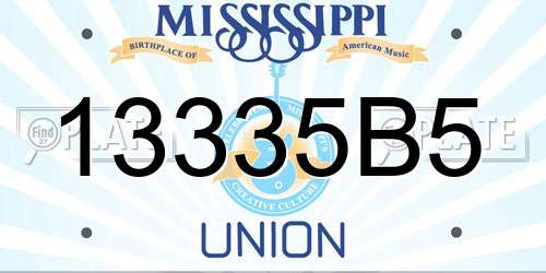 13335B5 Mississippi License Plate