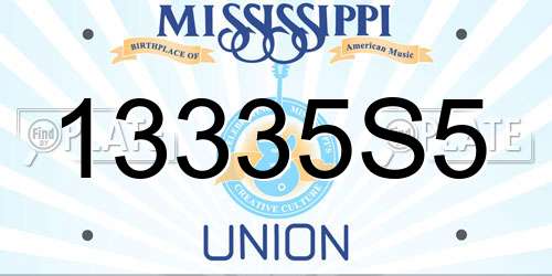 13335S5 Mississippi License Plate