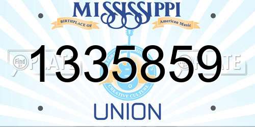 1335859 Mississippi License Plate