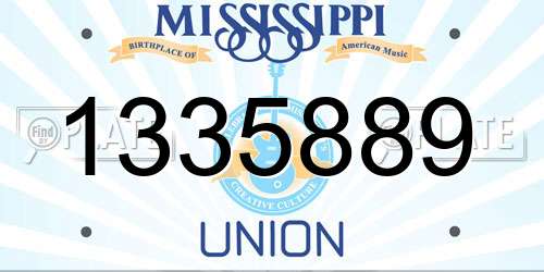 1335889 Mississippi License Plate