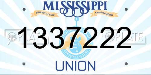 1337222 Mississippi License Plate