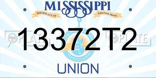 13372T2 Mississippi License Plate