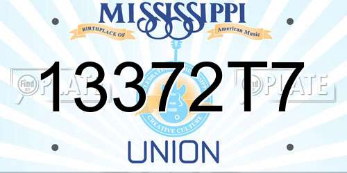 13372T7 Mississippi License Plate