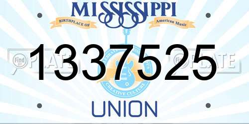 1337525 Mississippi License Plate