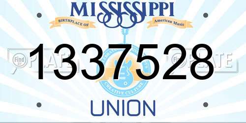 1337528 Mississippi License Plate