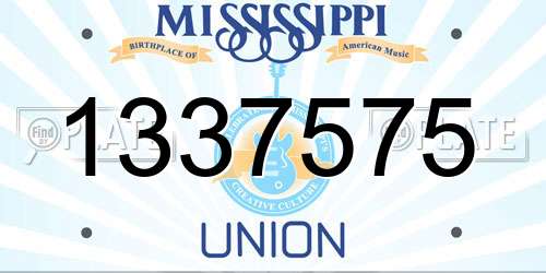 1337575 Mississippi License Plate