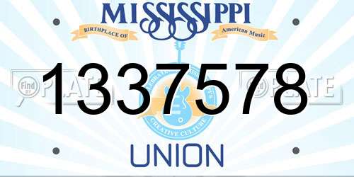 1337578 Mississippi License Plate