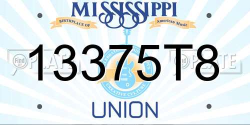 13375T8 Mississippi License Plate