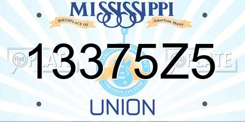 13375Z5 Mississippi License Plate