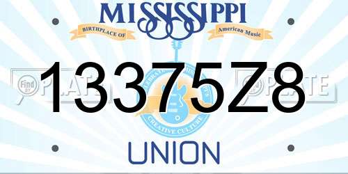 13375Z8 Mississippi License Plate