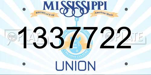 1337722 Mississippi License Plate