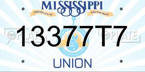 13377T7 Mississippi License Plate