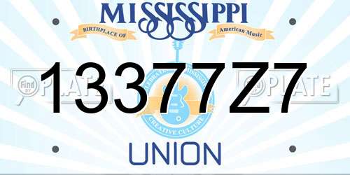 13377Z7 Mississippi License Plate