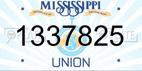 1337825 Mississippi License Plate