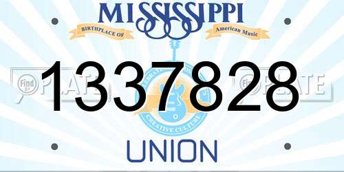 1337828 Mississippi License Plate