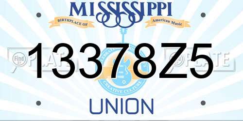 13378Z5 Mississippi License Plate