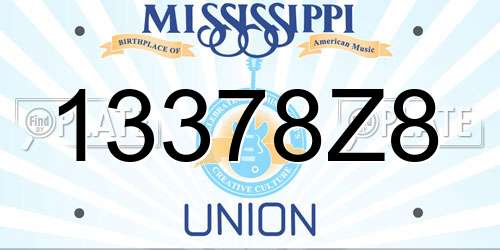 13378Z8 Mississippi License Plate