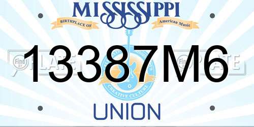 13387M6 Mississippi License Plate