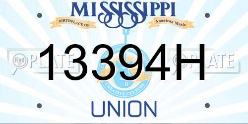 13394H Mississippi License Plate
