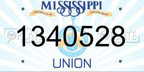 1340528 Mississippi License Plate