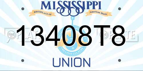 13408T8 Mississippi License Plate