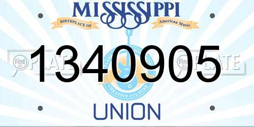 1340905 Mississippi License Plate