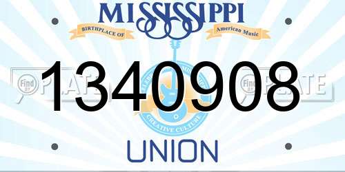 1340908 Mississippi License Plate