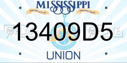 13409D5 Mississippi License Plate