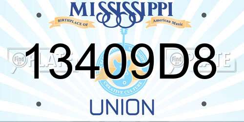 13409D8 Mississippi License Plate
