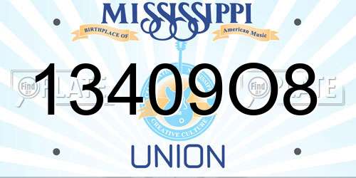 13409O8 Mississippi License Plate