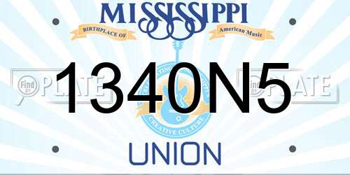 1340N5 Mississippi License Plate