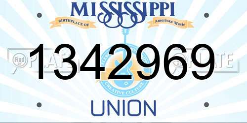 1342969 Mississippi License Plate