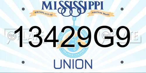 13429G9 Mississippi License Plate
