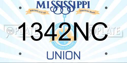 1342NC Mississippi License Plate