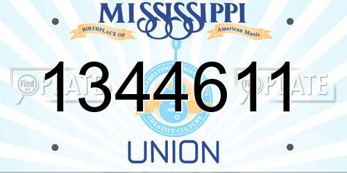 1344611 Mississippi License Plate