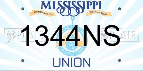 1344NS Mississippi License Plate