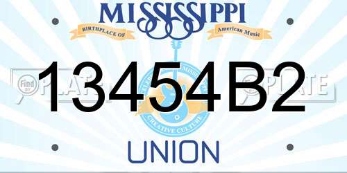 13454B2 Mississippi License Plate