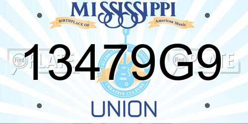 13479G9 Mississippi License Plate