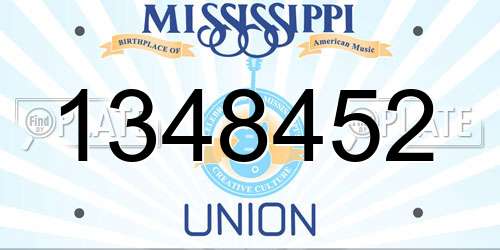 1348452 Mississippi License Plate