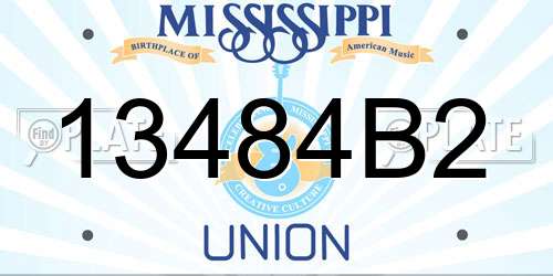 13484B2 Mississippi License Plate