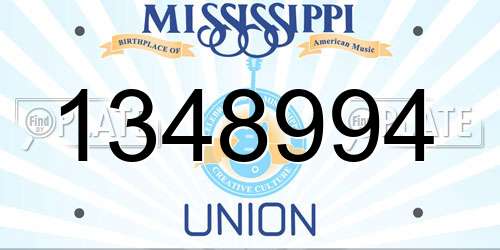 1348994 Mississippi License Plate