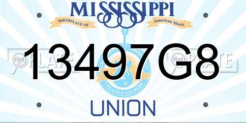 13497G8 Mississippi License Plate