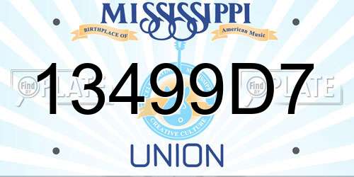 13499D7 Mississippi License Plate