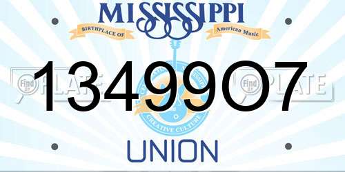 13499O7 Mississippi License Plate