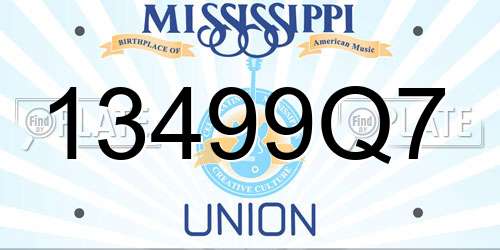 13499Q7 Mississippi License Plate