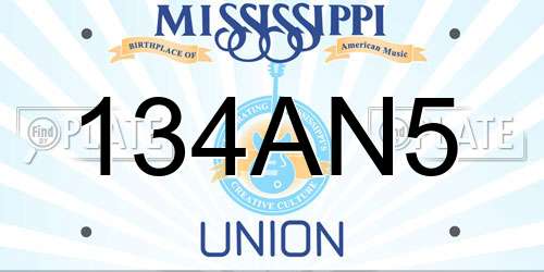 134AN5 Mississippi License Plate