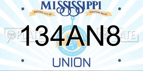 134AN8 Mississippi License Plate