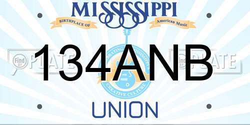 134ANB Mississippi License Plate